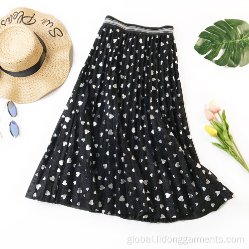 Women Skirt Ladies Bubble Sequined Love Pattern Pleated Skirt Factory
